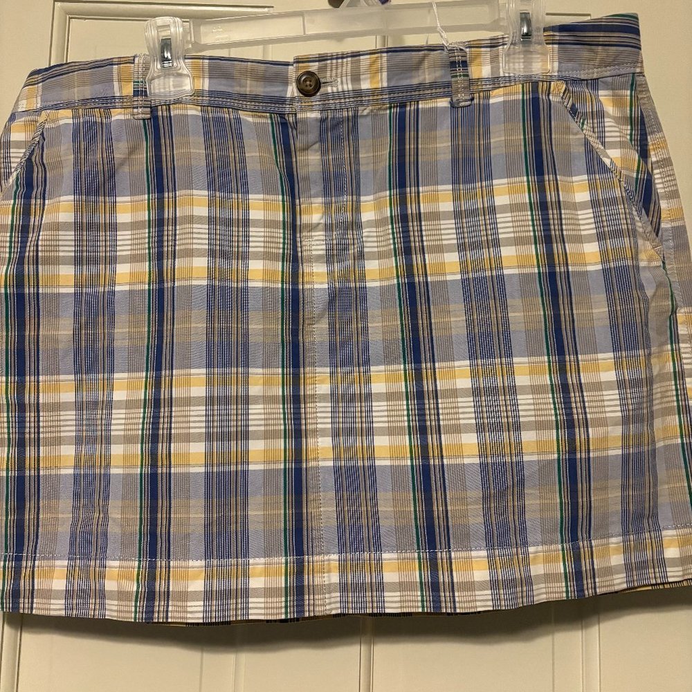 Old Navy Plaid Mini Skirt in Blue, Yellow, White